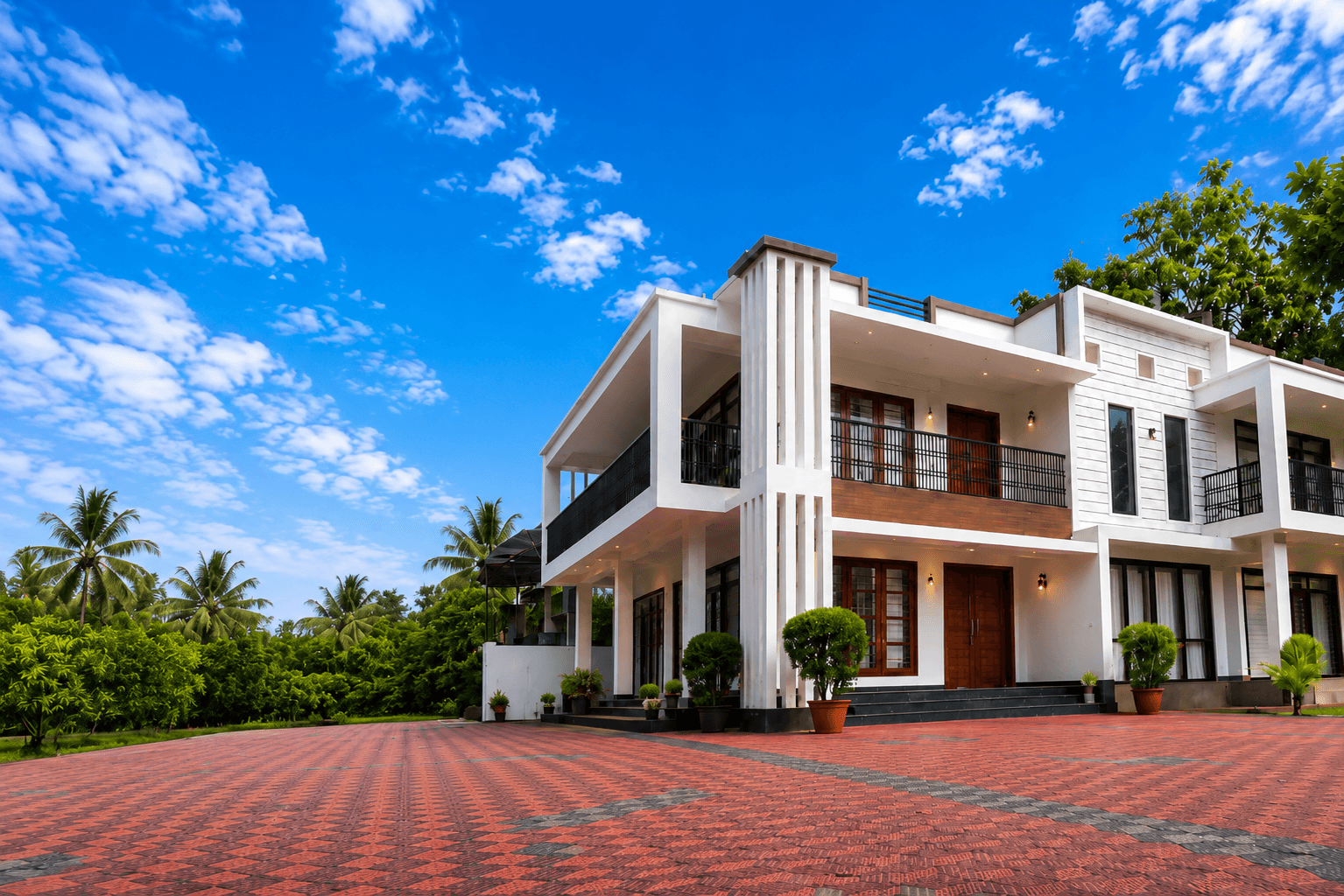 Luxury private villa Villa Lemon surrounded by tropical nature greenery at twilight