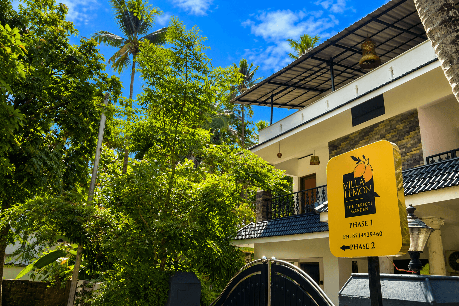 Luxury private villa Villa Lemon surrounded by tropical nature greenery at twilight